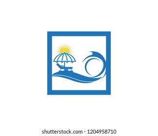 Umbrella beach holidays logo vector
