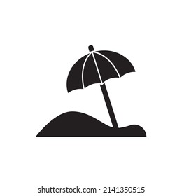 icono de sombrilla beach en glifo plano negro, estilo relleno aislado en fondo blanco