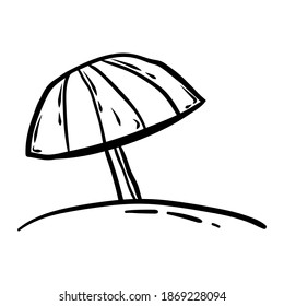 umbrella beach lineart vector illustration icon design template with doodle hand drawn style