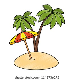 umbrella beach with palms