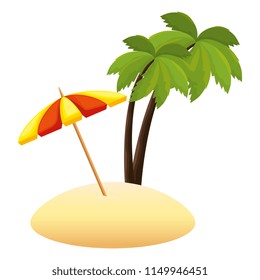 umbrella beach with palms