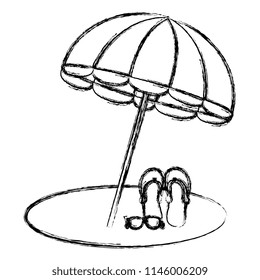 umbrella beach with sandals