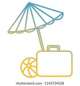 umbrella beach with suitcase and balloon