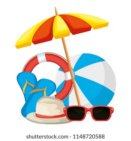 umbrella beach with vacations accessories