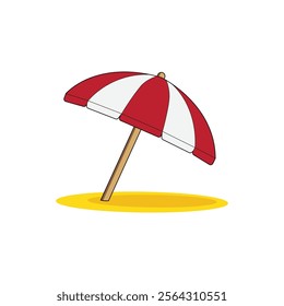 Umbrella beachsign emoji icon illustration. Summer parasol vector symbol emoticon design clipart sign comic style