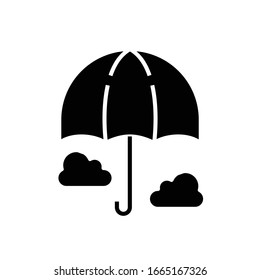 Umbrella black icon, concept illustration, vector flat symbol, glyph sign.