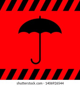 Umbrella black on a red background, vector illustration for design.