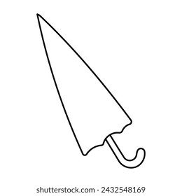 umbrella black open long line element icon vector illustration