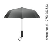 Umbrella. Black vector 3D umbrella isolated on a white background.