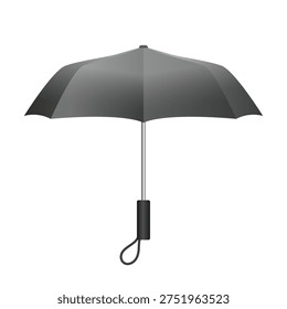 Umbrella. Black vector 3D umbrella isolated on a white background.