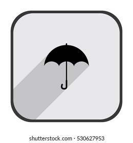 Umbrella - black vector icon  with long shadow