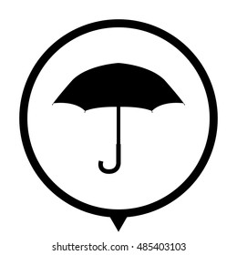 Umbrella - black vector  icon; map pointer