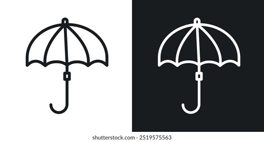 Umbrella black and white icon.
