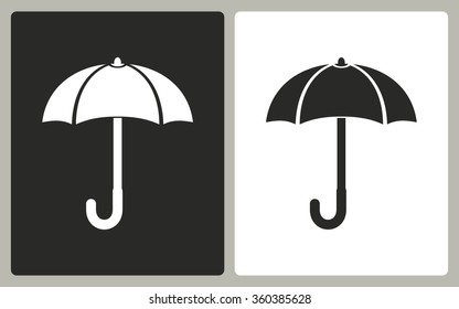 Umbrella   -  black and white icons. Vector illustration.