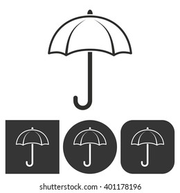 Umbrella   -  black and white icons. Vector illustration. 