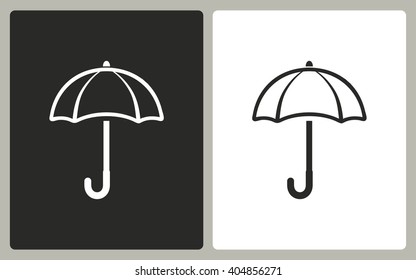 Umbrella   -  black and white icons. Vector illustration. 