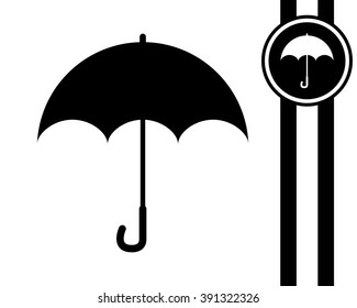 umbrella - black and white vector icon