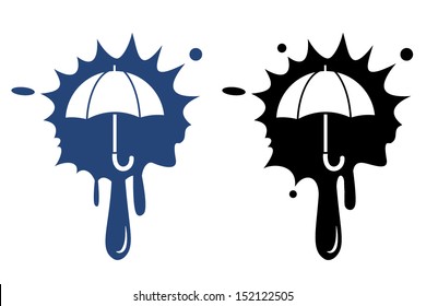 Umbrella - blue and black icon isolated