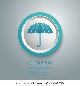 Umbrella blue button icon vector illustration