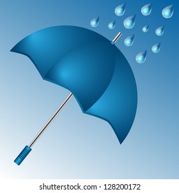 umbrella of blue color and raindrops