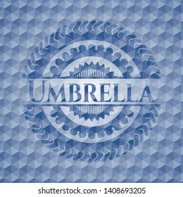 Umbrella blue emblem with geometric pattern. Vector Illustration. Detailed.
