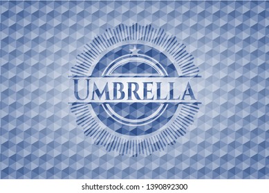 Umbrella blue hexagon emblem. Vector Illustration. Detailed.
