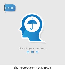 Umbrella Brain Thinking symbol,vector