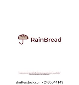 Umbrella bread logo, baguette bread combine with umbrella concept