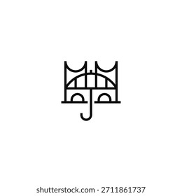 Diseño de logotipo abstracto de puente de paraguas.