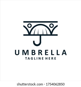 Plantilla de diseño del logotipo del puente de paraguas.