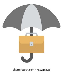 An umbrella and a briefcase flat icon, concept of financial security