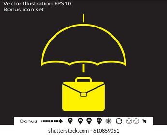 umbrella, briefcase, icon, vector illustration eps10