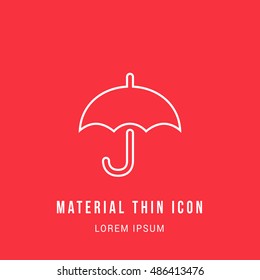 Umbrella Bright red material designed line thin flat icon / logo