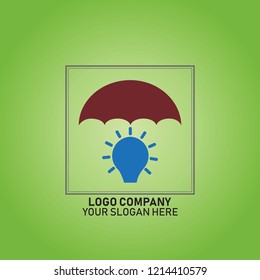 umbrella  with Bulb logo design
