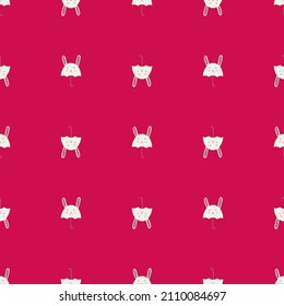 Umbrella bunny seamless pattern. Funny characters background . Repeated texture in doodle style for fabric, wrapping paper, wallpaper, tissue. Vector illustration.