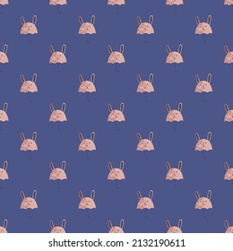 Umbrella bunny seamless pattern. Funny characters background . Repeated texture in doodle style for fabric, wrapping paper, wallpaper, tissue. Vector illustration.