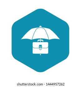 Umbrella and business case icon. Simple illustration of umbrella and business case vector icon for web