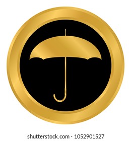 Umbrella button on white background. Vector illustration.