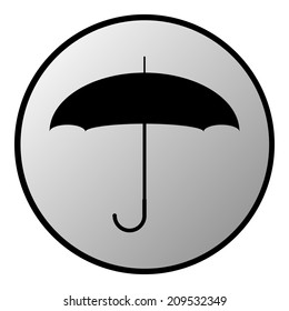 Umbrella button on white background. Vector illustration.