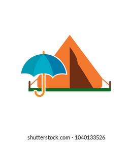 Umbrella Camping Logo Icon Design