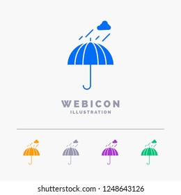 Umbrella, camping, rain, safety, weather 5 Color Glyph Web Icon Template isolated on white. Vector illustration