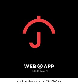 Umbrella care line vector icon