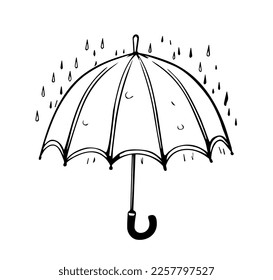 Umbrella in cartoon black and white style for coloring. Vector illustration