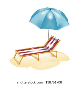 umbrella and chair for sunbathing isolated