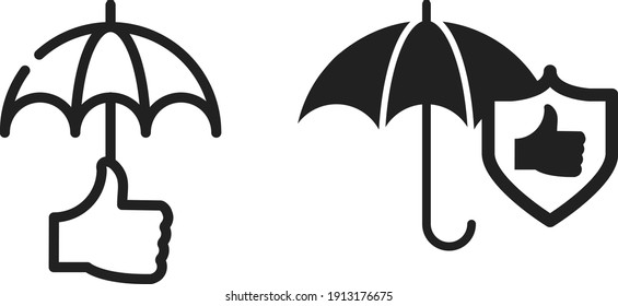 Paraguas con icono de verificación, ilustración vectorial