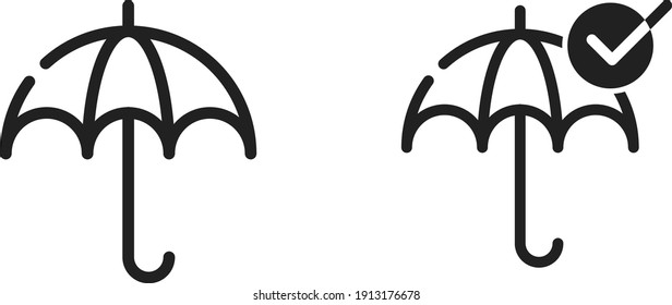 Umbrella with check icon , vector illustration