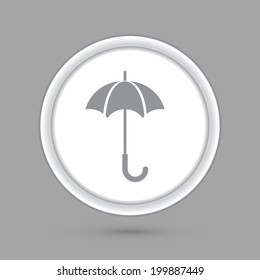 umbrella. circle grey icon with a shadow.