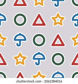 Umbrella circle star and triangle seamless pattern