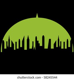 Umbrella and the city concept background