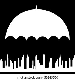 Umbrella and the city concept background